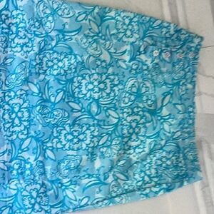 Lilly Pulitzer Blue A-Line Skirt with Tropical Floral Print